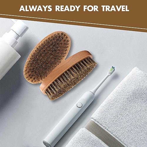 Kootinn Boar Bristle Beard Brush for Men - Travel-Friendly Wooden Brush