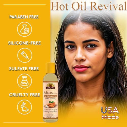 OKAY Almond Hair Oil Treatment for Strengthening & Nourishing 6oz