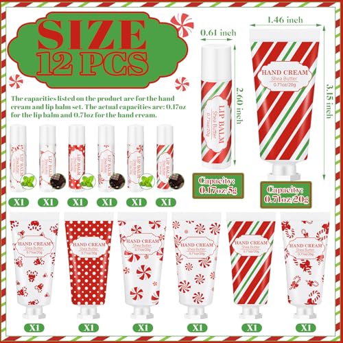 Leelosp Christmas Hand Cream & Lip Balm Gift Set - 12 Piece Holiday Bulk Pack