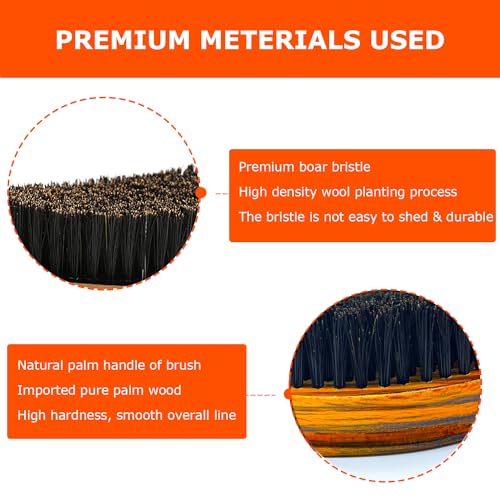 LexRory 360 Wave Brush - Medium Hard Boar Bristle Palm Brush for Men