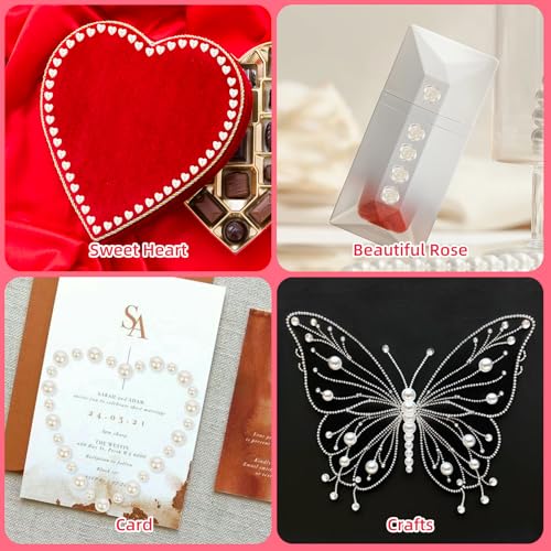 Self-Adhesive Pearl Stickers for Crafts & Makeup - Assorted White Sizes, 3701pcs