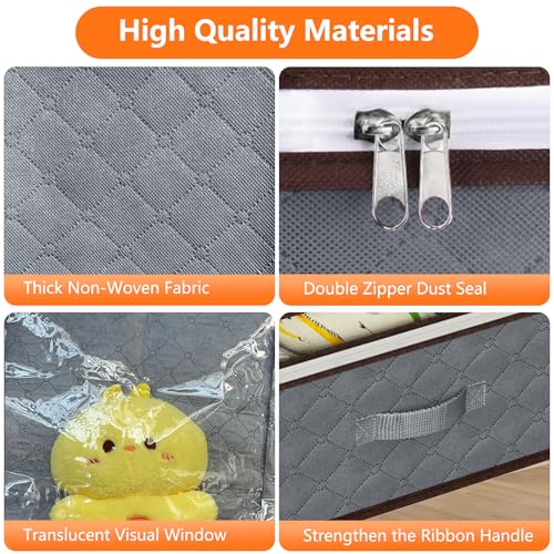 90L Under Bed Storage Containers - 2-Pack Grey Storage Bins