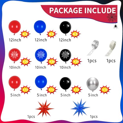 139 Pcs Cartoon Spider Theme Balloon Arch Kit - Party Decorations