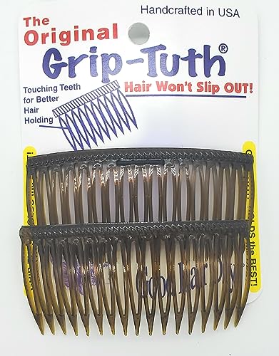 Grip-Tuth Side Combs for All Hair Types - 2 Pack, 3.25" Large