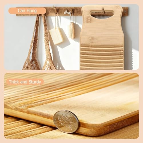 Manual Bamboo Washboard for Hand Washing Clothes - Compact & Durable