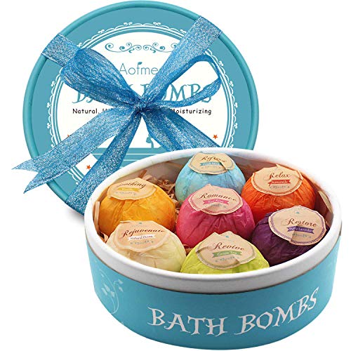 Aofmee 7-Piece Organic Bath Bomb Gift Set for Relaxation & Fun