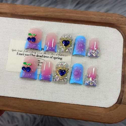 TENPAL Duckbill Press-On Nails, 3D Cherry Ombre Y2K Acrylic Nails
