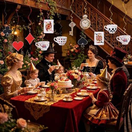 Wonderland Tea Party Decorations - 22Pcs Pre-Strung Garland