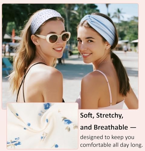 TERSE Non-Slip Twist Headbands for Women - Color-D Set of 6