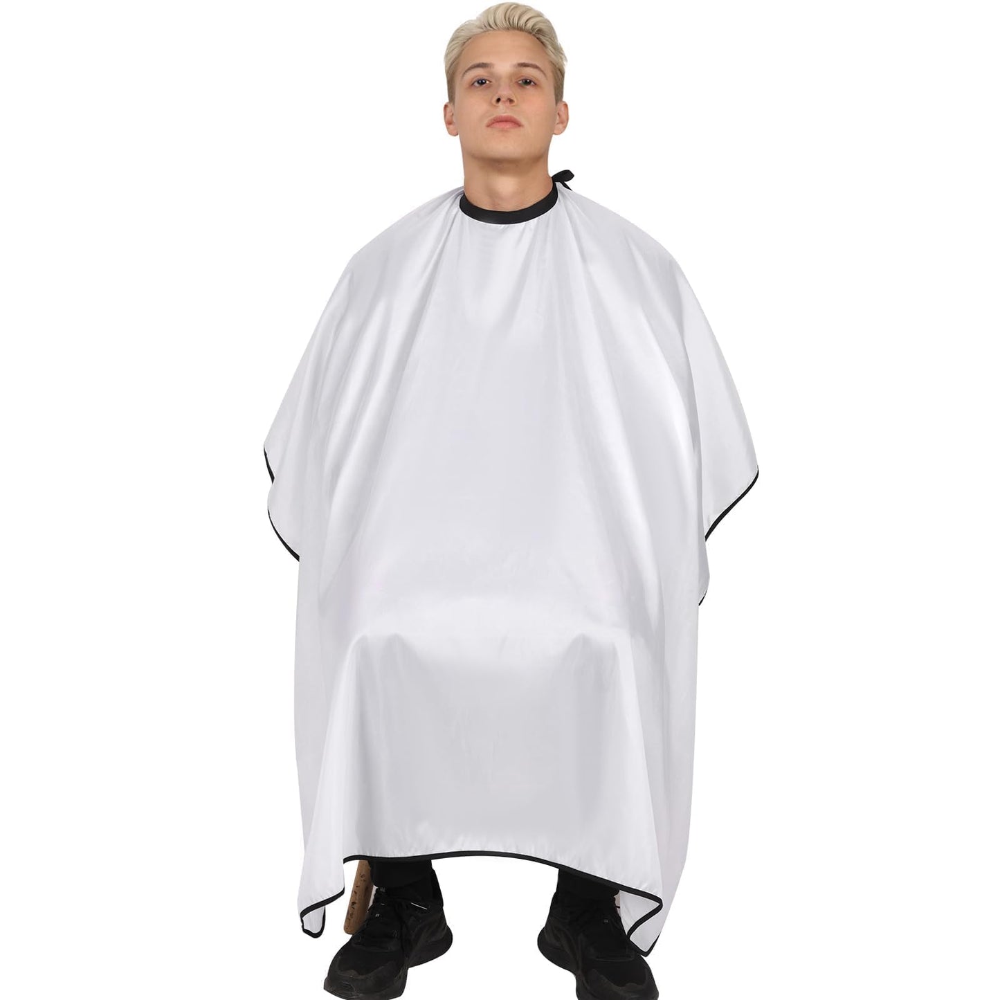 Hair Cutting Cape Set, Barber Cape with Neck Brush and Disposable Neck Paper - Waterproof Anti-Static Large Salon Hair Cape, 57" x 51" (White)
