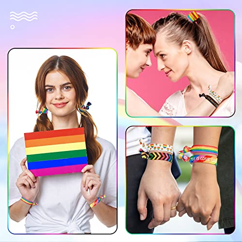 Rainbow Pride Hair Ties 24-Pack | Elastic Ponytail Holders for Women & LGBTQ Support