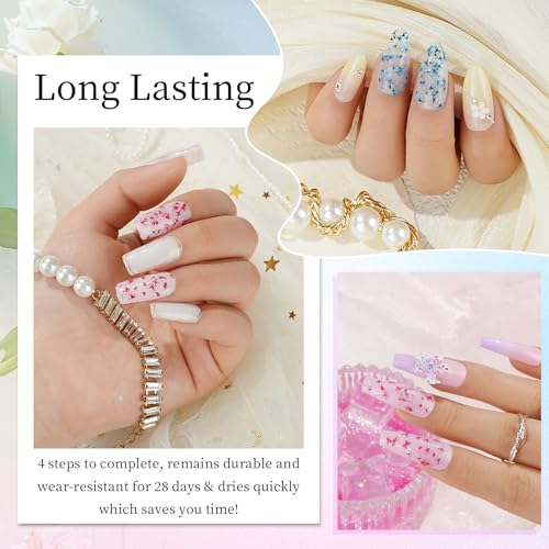 Eodci Flower Dip Powder Nail Kit with Dried Crystal Flowers - 6 Colors, No UV Needed