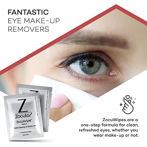 Zocular Zocuwipe Eyelid Wipes with Natural Okra Complex ? Gentle Eyelid Cleansing & Moisturizing Pads ? 40 Count