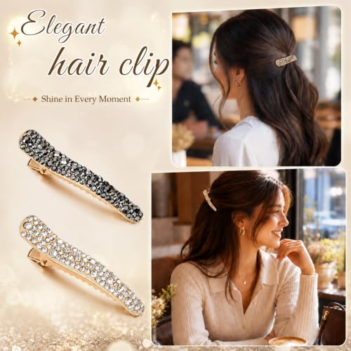 WILLBOND 16-Piece Pearl Rhinestone Duckbill Hair Clips Set