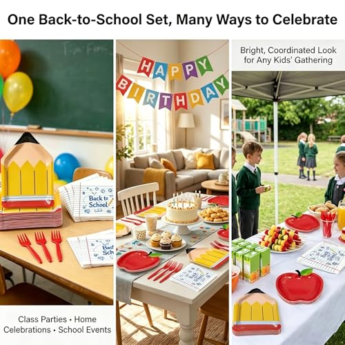 Back to School Dinnerware Set - 100 Pcs Graduation Plates & Napkins