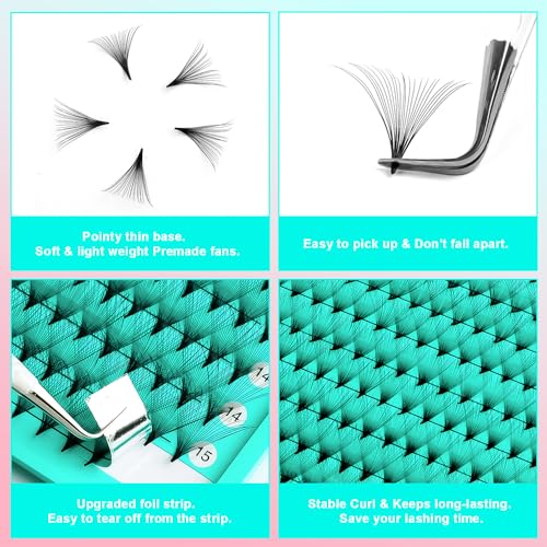 VAVALASH 24D Premade Volume Eyelash Extensions 320 Fans 8-15mm C Curl 0.03-0.07 Thickness