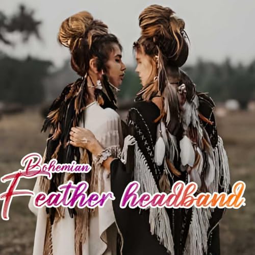 GORTIN Boho Feather Headband for Women - Hippie Indian Costume Hair Accessory