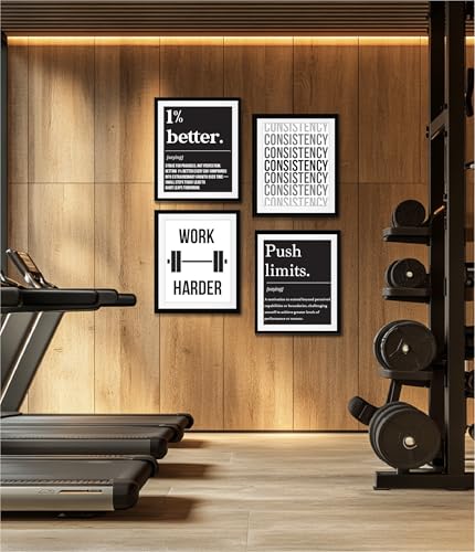Motivational Fitness Wall Art Set - 5 Inspirational Posters 8x10"