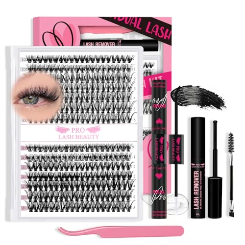 PRO LASHBEAUTY DIY Lash Extension Kit 30D+40D D Curl 280 Pcs with Bond Seal & Remover