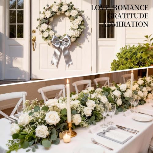 25 Pcs White Artificial Foam Roses - Realistic Fake Flowers for Weddings & Home Decor