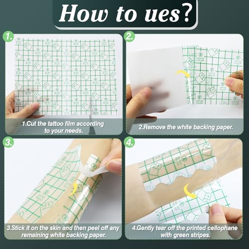 Comdian Waterproof Tattoo Aftercare Bandage 6 x 8 Inch Pack of 60 - Skin Repair Cover Up Tape, Second Skin Transparent Film, Latex-Free