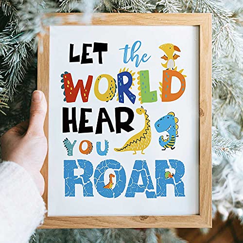 Inspirational Dinosaur Wall Art Set for Kids - Unframed 8"x10" Prints