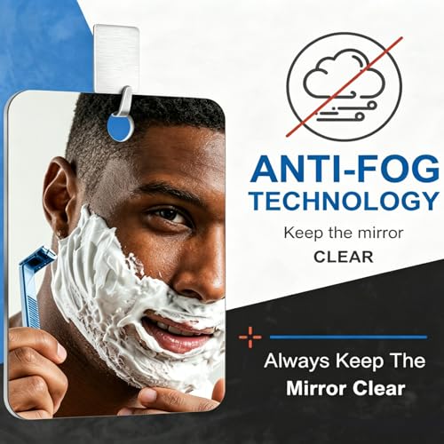 Fogless Shower Mirror for Shaving 9.4" x 7.4" - Shatterproof Wall Mount Mirror