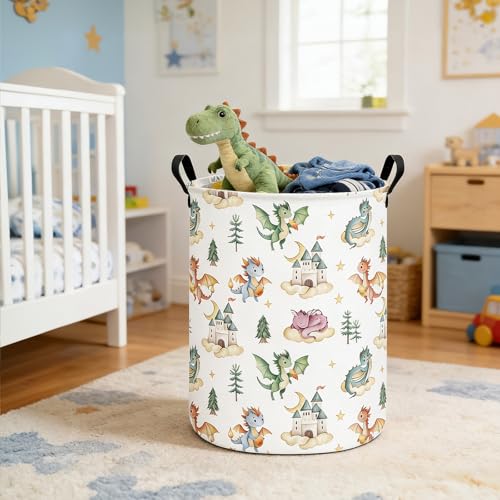 Dragon Fabric Storage Bin - Collapsible Organizer Basket for Kids