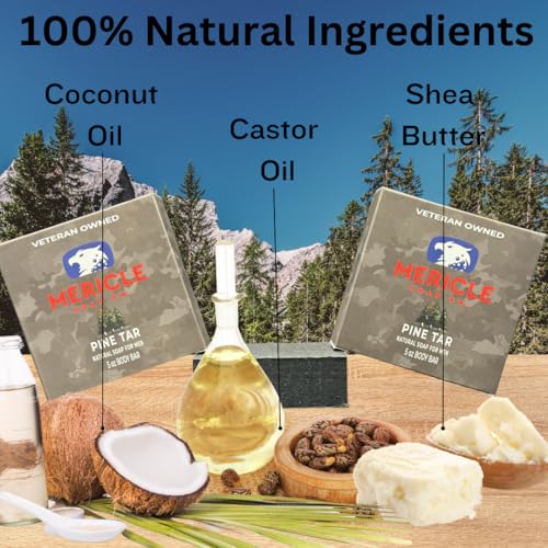 Organic Pine Tar Body Bar - Exfoliating Natural Soap for Skin Rejuvenation, Made in USA, Pack of 2