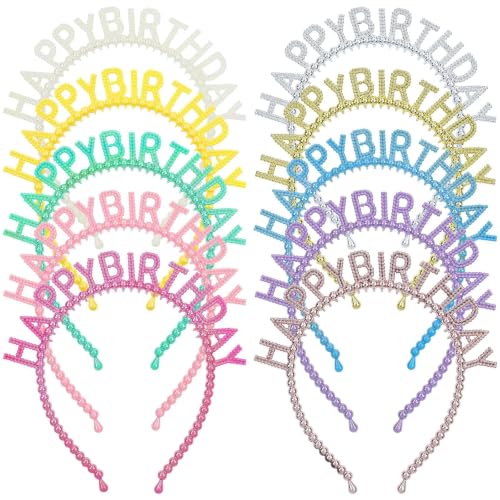Lawie 10-Pack Colorful Pearl Hair Bands for Women, Birthday Headbands