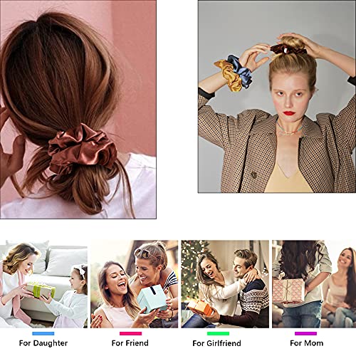 Silk Satin Hair Scrunchies - Premium Elastic Hair Ties Pack for Women