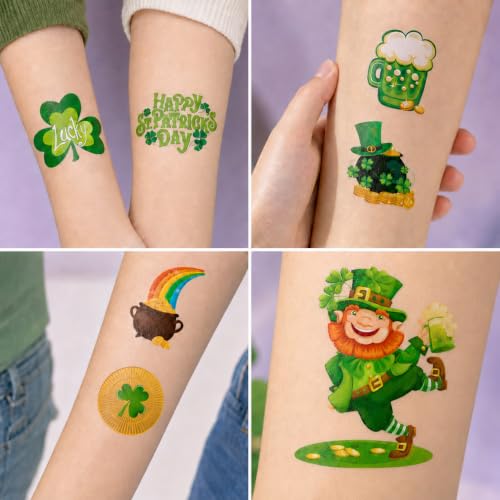 Lucky Irish Shamrock Temporary Tattoos for Saint Patrick's Day & Birthday Parties