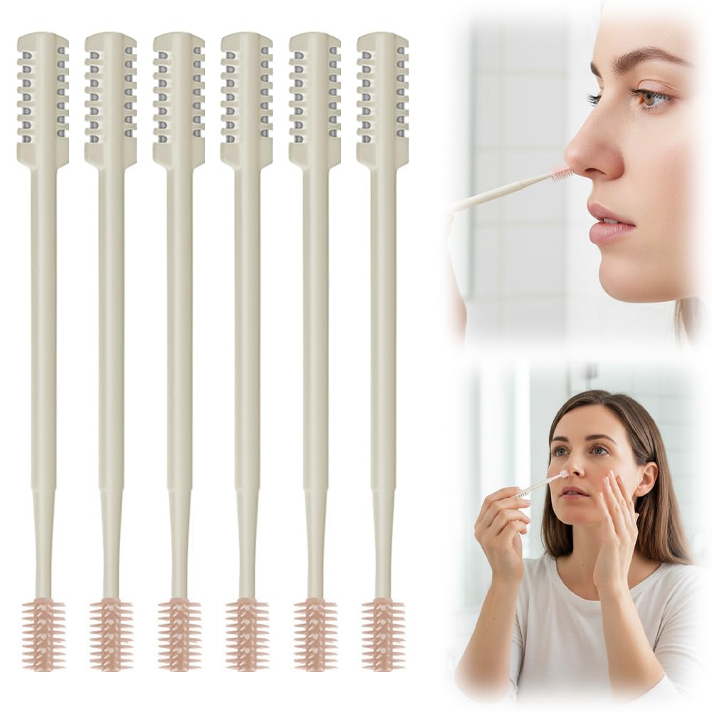 Fliwos Nasal Hair Cutter, 2026 New 2-in-1 Double Sided Nose Hair Trimmer, Portable Nasal Clippers, Manual Nose Hair Remover Tool for Men and Women (Beige 6PCS)