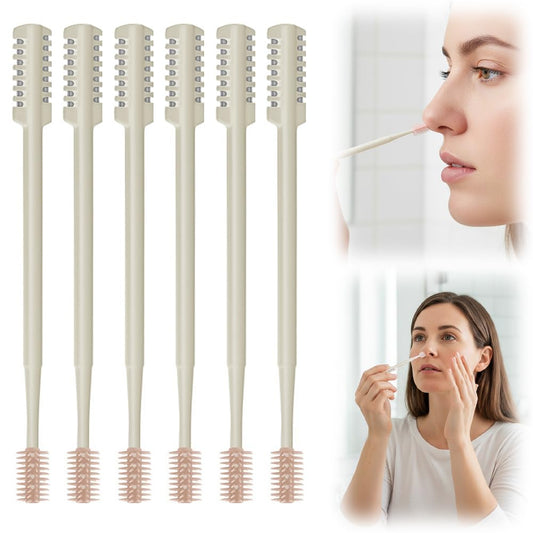 Fliwos Nasal Hair Cutter, 2026 New 2-in-1 Double Sided Nose Hair Trimmer, Portable Nasal Clippers, Manual Nose Hair Remover Tool for Men and Women (Beige 6PCS)