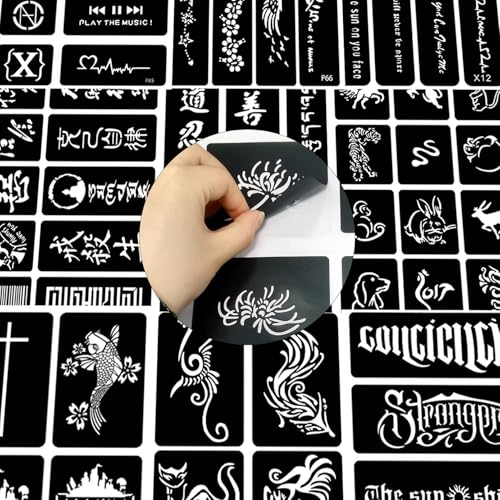 VERKSTAD Pattern E Temporary Tattoo Stencil Sheets for Kids & Adults