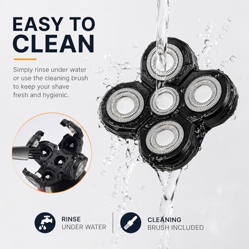 5-Head Shaver Replacement Blades with Cleaning Brushes - 3 Pack
