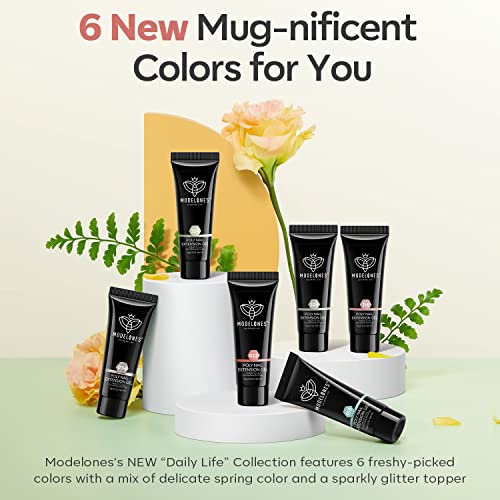 Modelones A3-Sunny Daze Poly Nail Gel Set - 6 Colors Glitter