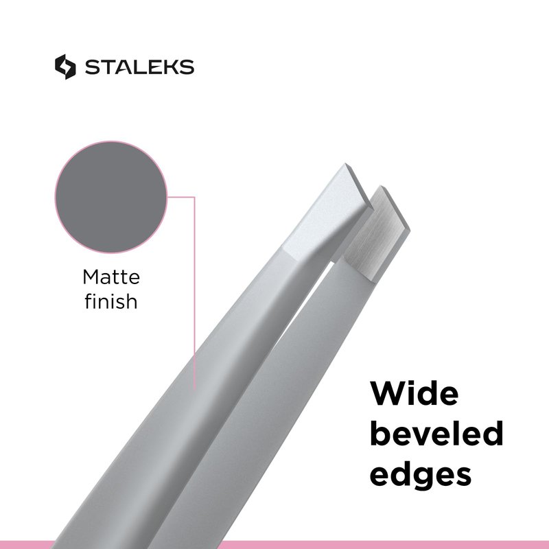 STALEKS BEAUTY & CARE 10 Type 3 Eyebrow Tweezers – Wide Beveled Stainless Steel for Thick Brows & Home Hair Removal