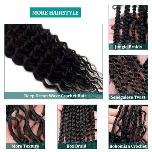 UPruyo Wavy Crochet Hair 24 Inch Brown Boho Curly Braiding Hair Pack of 2