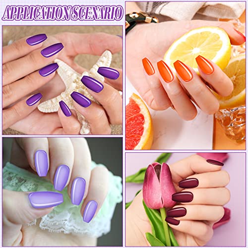 Maitys 720 Pcs Medium False Nails Ballerina Coffin Press On Warm Colors - 30 Sets