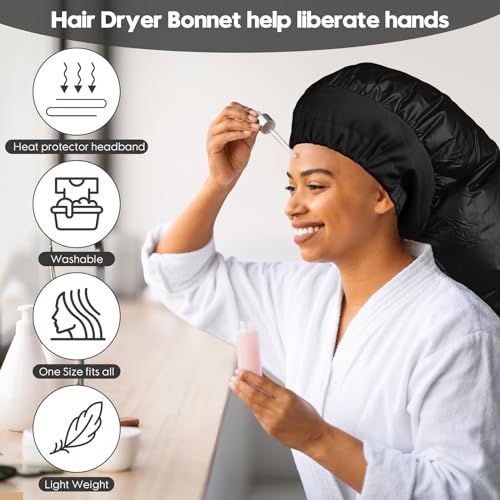 MSDADA Bonnet Hair Dryer Attachment with Adjustable Headband - Fast Drying Cap for Hair Styling and Curling