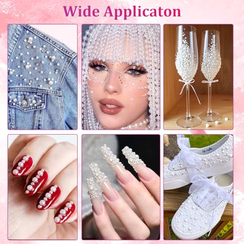 Flatback White Pearls for Nail Art & DIY Crafts - 6 Sizes