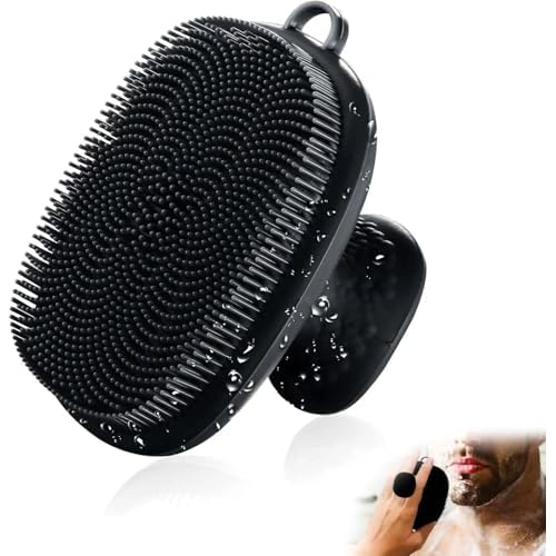 Face Scrubber, Silicone Face Scrubber for Men Facial Cleansing Brush Silicone Face Wash Brush Manual Waterproof Cleansing Skin Care Face Brushes for Exfoliating- Black