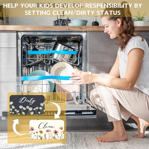 Flower Clean Dirty Magnet for Dishwasher | Double-Sided Design