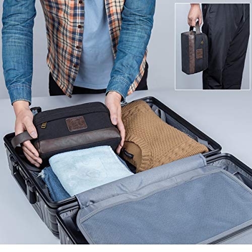 Travel Toiletry Bag for Men & Women - Medium Black Canvas Dopp Kit
