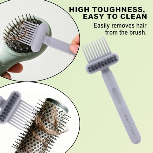 Gray 2-in-1 Comb & Brush Cleaner Tool for Hair Styling Tools - Portable & Ergonomic