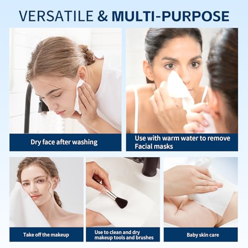 Chlitina Towels XL, 100% Biobased Face Towel, Disposable Face Towelette, Thick Face Towel for Sensitive Skin, Makeup Remover Dry Wipes, Ultra Soft, Gentle Facial Cleansing Cloths1 Pack, 50 Ct