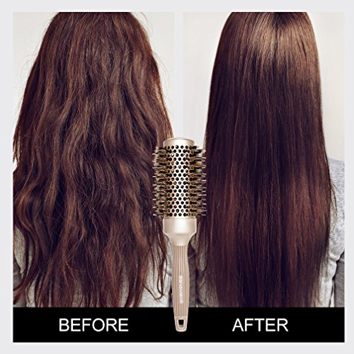 BANGMENG Round Hair Brush with Boar Bristles - 1.75 Inch Barrel