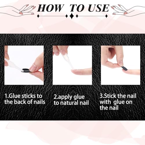 Black Matte Press-On Nails - Short Coffin Fake Nails Set, 48 Pcs for DIY & Salon