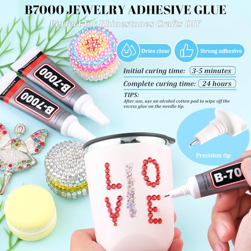 BELLEBOOST 6000pcs Red Rhinestones Bedazzling Kit with 12 Grid Sizes, Tweezers & Glue